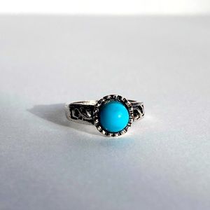 Boho silver and blue vintage style ring 3